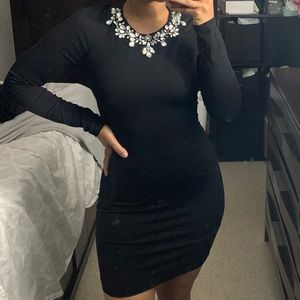 Bebe Dress with necklace diamonds detail attached